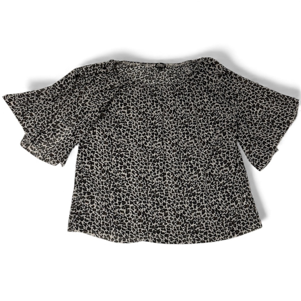 Cowgirl Hardware Brand Leopard Print Flutter Sleeve Blouse women’s size 2x